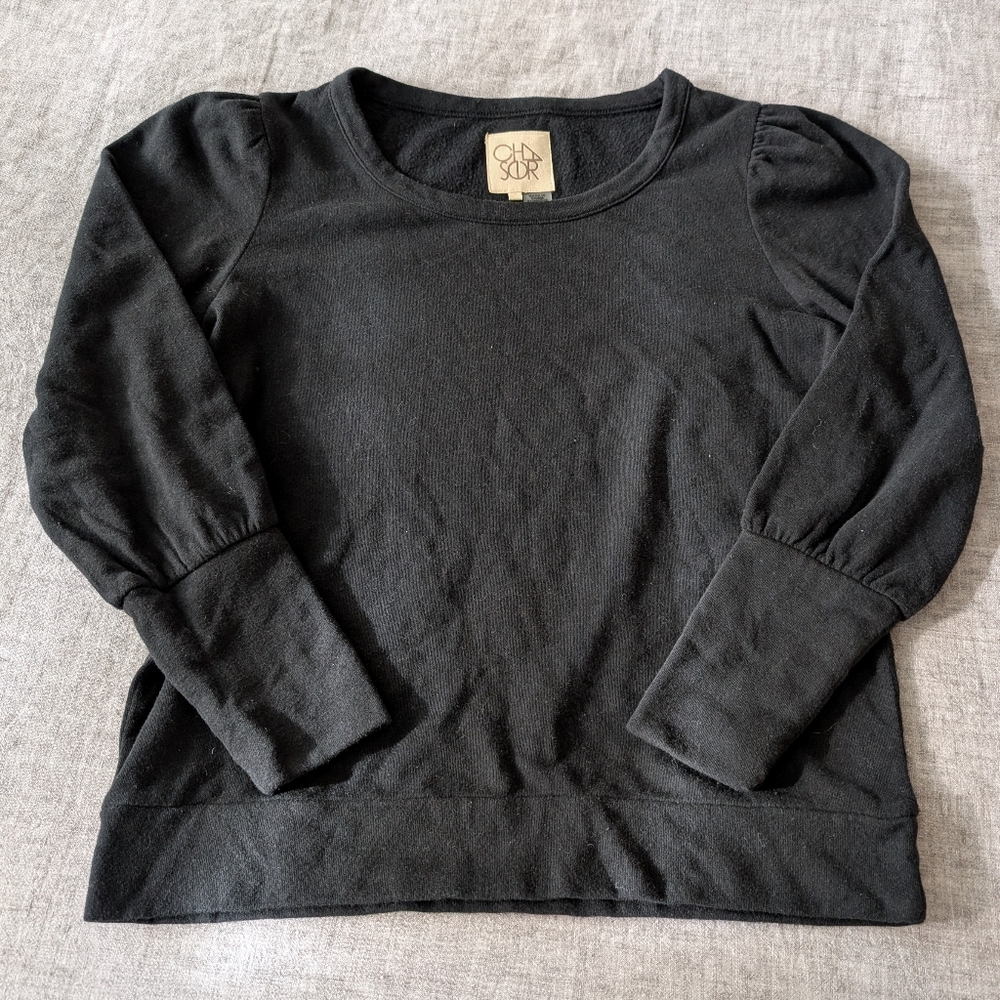 Chaser Puff Sleeve Sweatshirt Black Size S NWT